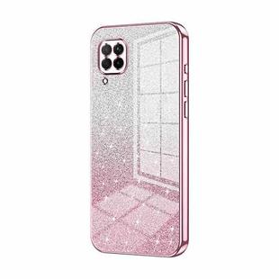 For Huawei nova 6 SE / P40 lite 4G Gradient Glitter Powder Electroplated Phone Case(Pink)