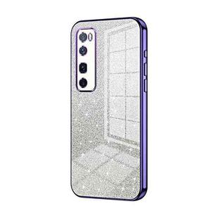 For Huawei nova 7 Pro Gradient Glitter Powder Electroplated Phone Case(Purple)