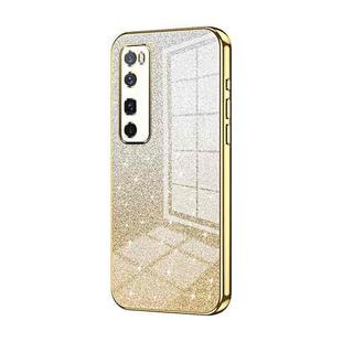 For Huawei nova 7 Pro Gradient Glitter Powder Electroplated Phone Case(Gold)