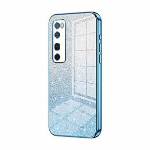 For Huawei nova 7 Pro Gradient Glitter Powder Electroplated Phone Case(Blue)