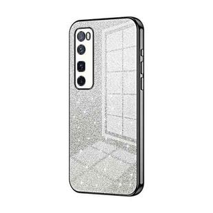 For Huawei nova 7 Pro Gradient Glitter Powder Electroplated Phone Case(Black)