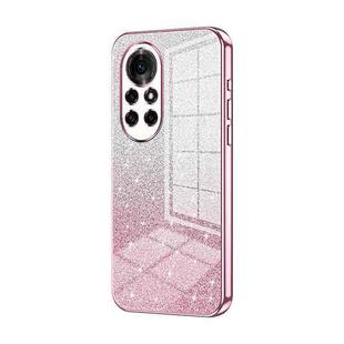 For Huawei nova 8 Pro Gradient Glitter Powder Electroplated Phone Case(Pink)