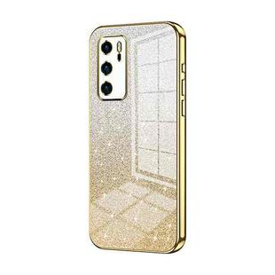 For Huawei P40 Gradient Glitter Powder Electroplated Phone Case(Gold)