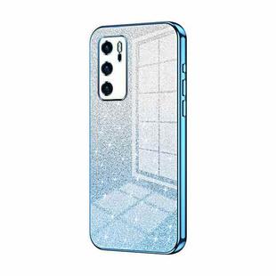 For Huawei P40 Gradient Glitter Powder Electroplated Phone Case(Blue)