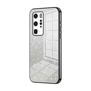 For Huawei P40 Pro Gradient Glitter Powder Electroplated Phone Case(Black)