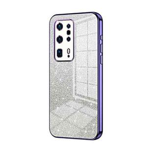 For Huawei P40 Pro+ Gradient Glitter Powder Electroplated Phone Case(Purple)