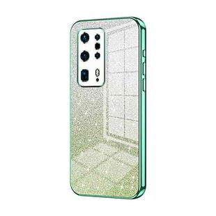 For Huawei P40 Pro+ Gradient Glitter Powder Electroplated Phone Case(Green)