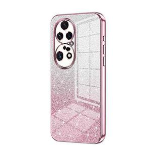 For Huawei P50 Pro Gradient Glitter Powder Electroplated Phone Case(Pink)