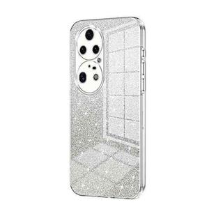 For Huawei P50 Pro Gradient Glitter Powder Electroplated Phone Case(Transparent)