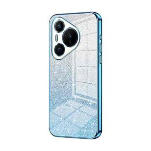 For Huawei Pura 70 Gradient Glitter Powder Electroplated Phone Case(Blue)