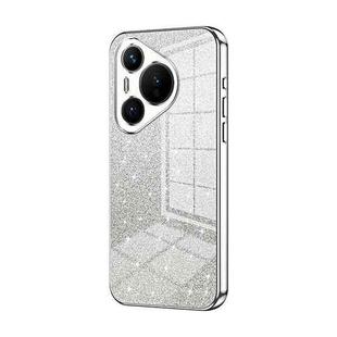 For Huawei Pura 70 Gradient Glitter Powder Electroplated Phone Case(Silver)