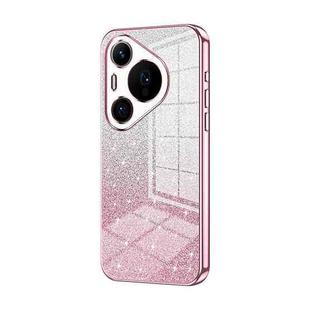 For Huawei Pura 70 Pro Gradient Glitter Powder Electroplated Phone Case(Pink)