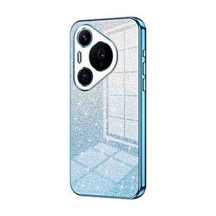 For Huawei Pura 70 Pro Gradient Glitter Powder Electroplated Phone Case(Blue)