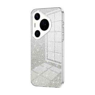 For Huawei Pura 70 Pro Gradient Glitter Powder Electroplated Phone Case(Transparent)