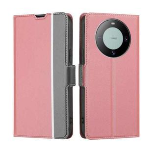 For Huawei Mate 60 Twill Texture Side Button Leather Phone Case(Pink)