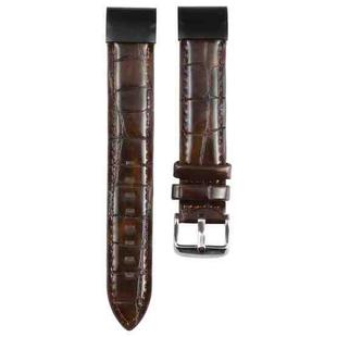 For Garmin Fenix 7 22mm Plain Weave Genuine Leather Watch Band(Bamboo Brown)