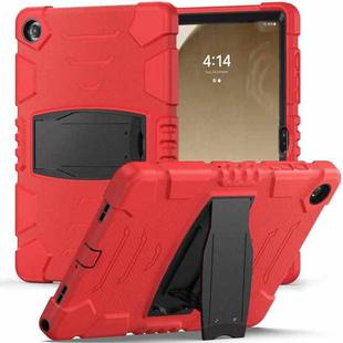 For Samsung Galaxy Tab A9+ / X210 PC Hybrid Silicone Tablet Case with Holder(Red)