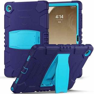 For Samsung Galaxy Tab A9+ / X210 PC Hybrid Silicone Tablet Case with Holder(Navy Blue Blue)