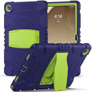 For Samsung Galaxy Tab A9+ / X210 PC Hybrid Silicone Tablet Case with Holder(Navy Blue Lime)