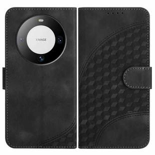 For Huawei Mate 60 Pro YX0060 Elephant Head Embossed Phone Leather Case with Lanyard(Black)