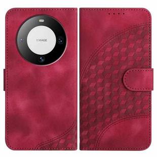 For Huawei Mate 60 Pro YX0060 Elephant Head Embossed Phone Leather Case with Lanyard(Rose Red)