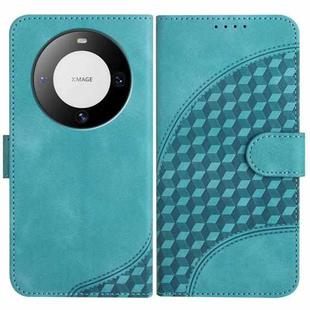 For Huawei Mate 60 Pro YX0060 Elephant Head Embossed Phone Leather Case with Lanyard(Light Blue)