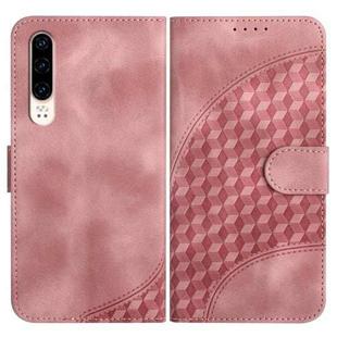 For Huawei P30 YX0060 Elephant Head Embossed Phone Leather Case with Lanyard(Pink)