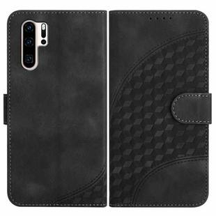 For Huawei P30 Pro YX0060 Elephant Head Embossed Phone Leather Case with Lanyard(Black)
