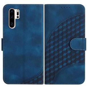 For Huawei P30 Pro YX0060 Elephant Head Embossed Phone Leather Case with Lanyard(Royal Blue)