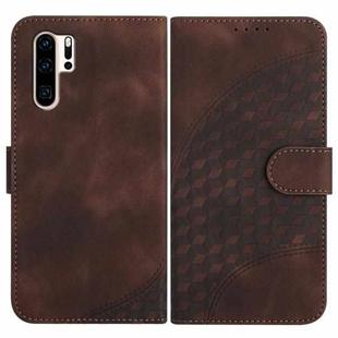 For Huawei P30 Pro YX0060 Elephant Head Embossed Phone Leather Case with Lanyard(Coffee)