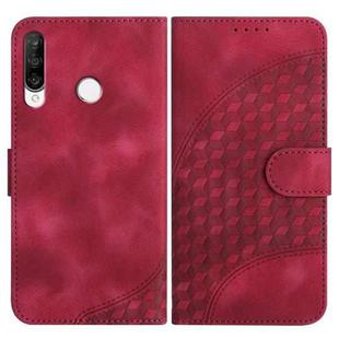 For Huawei P30 lite/nova 4e YX0060 Elephant Head Embossed Phone Leather Case with Lanyard(Rose Red)