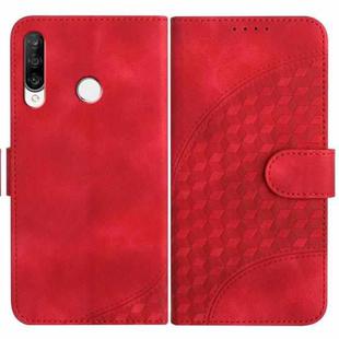 For Huawei P30 lite/nova 4e YX0060 Elephant Head Embossed Phone Leather Case with Lanyard(Red)