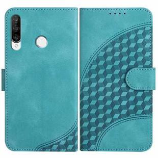 For Huawei P30 lite/nova 4e YX0060 Elephant Head Embossed Phone Leather Case with Lanyard(Light Blue)