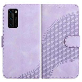 For Huawei P40 YX0060 Elephant Head Embossed Phone Leather Case with Lanyard(Light Purple)