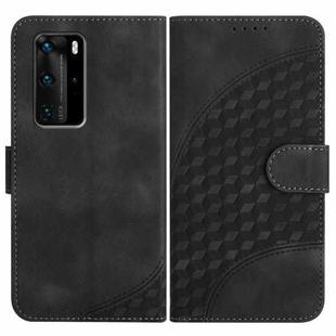 For Huawei P40 Pro YX0060 Elephant Head Embossed Phone Leather Case with Lanyard(Black)