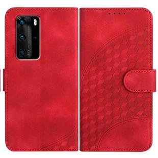For Huawei P40 Pro YX0060 Elephant Head Embossed Phone Leather Case with Lanyard(Red)