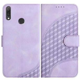 For Huawei Y9 2019 YX0060 Elephant Head Embossed Phone Leather Case with Lanyard(Light Purple)