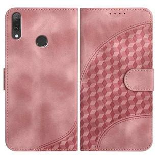 For Huawei Y9 2019 YX0060 Elephant Head Embossed Phone Leather Case with Lanyard(Pink)