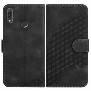 For Huawei Y9 2019 YX0060 Elephant Head Embossed Phone Leather Case with Lanyard(Black)