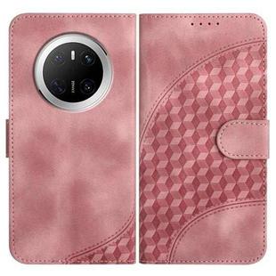 For Huawei Mate 70 Elephant Head Embossed Phone Leather Case with Lanyard(Pink)