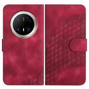 For Huawei Mate 70 Pro / Mate 70 Pro+ Elephant Head Embossed Phone Leather Case with Lanyard(Rose Red)