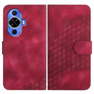 For Huawei nova 12s Elephant Head Embossed Phone Leather Case with Lanyard(Rose Red)