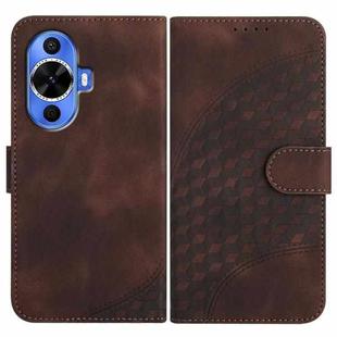 For Huawei nova 12s Elephant Head Embossed Phone Leather Case with Lanyard(Coffee)
