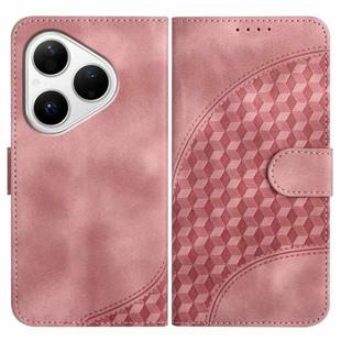 For Huawei Pura 80 5G Elephant Head Embossed Phone Leather Case with Lanyard(Pink)