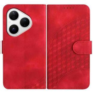 For Huawei Pura 80 5G Elephant Head Embossed Phone Leather Case with Lanyard(Red)