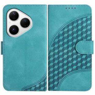 For Huawei Pura 80 5G Elephant Head Embossed Phone Leather Case with Lanyard(Light Blue)
