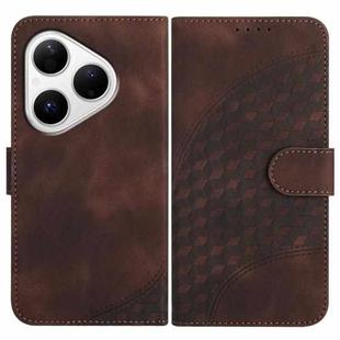 For Huawei Pura 80 5G Elephant Head Embossed Phone Leather Case with Lanyard(Coffee)