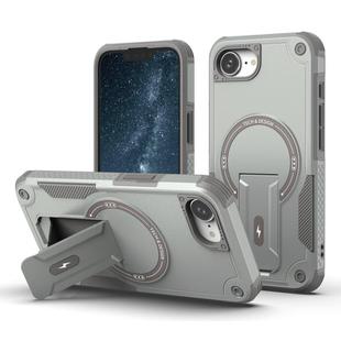 For iPhone 16e Armor Magsafe Holder PC Hybrid TPU Phone Case(Grey)