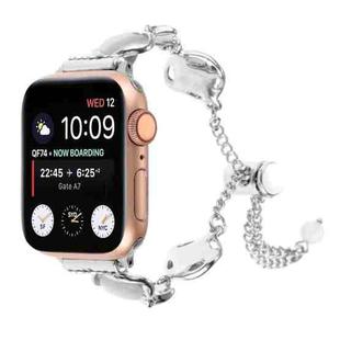 For Apple Watch Series 9 45mm Shell Metal Chain Bracelet Watch Band(Silver)