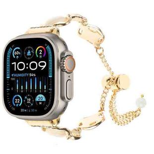 For Apple Watch Ultra 49mm Shell Metal Chain Bracelet Watch Band(Gold)